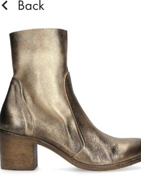 STRATEGIA ANKLE BOOT IN SOFT VINTAGE GOLD LEATHER WITH MEDIUM HEEL